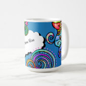 Helle Farben, weiche Doodles, personalisierbar Kaffeetasse (VorderseiteRechts)