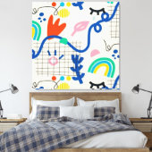 Helle, farbenfrohe Abstrakte Kunstdoodles Leinwanddruck (Insitu (Schlafzimmer))