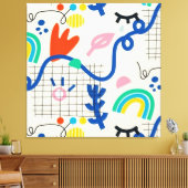 Helle, farbenfrohe Abstrakte Kunstdoodles Leinwanddruck (Insitu (Wohnzimmer))