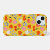Helle farbenfrohe Beerenfrucht-Muster iPhone 15 Hülle (Rückseite (Horizontal))