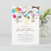 Helle farbenfrohe Birdcages Bridal Dusche Einladun Einladung (Stehend Vorderseite)