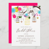 Helle farbenfrohe Birdcages Bridal Dusche Einladun Einladung (Vorne/Hinten)