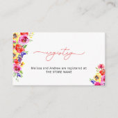 Helle farbenfrohe Blumengarten Geschenkregister Begleitkarte (Vorderseite)