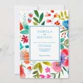 Helle, farbenfrohe Blumenzelleneinladung Einladung (Vorderseite)