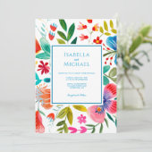 Helle, farbenfrohe Blumenzelleneinladung Einladung (Stehend Vorderseite)