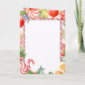 Helle farbenfrohe Candy Cane und Orangen Weihnacht Karte (Rückseite)