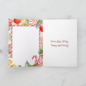 Helle farbenfrohe Candy Cane und Orangen Weihnacht Karte (Innenseite)