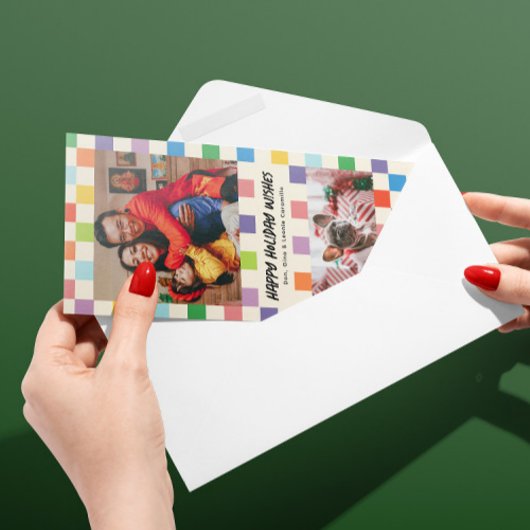 Helle, farbenfrohe Checkerboard 2 Foto Skinny Feiertagskarte