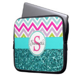 Helle farbenfrohe Chevrons | Aquamariner türkisfar Laptopschutzhülle (Vorderseite Links)