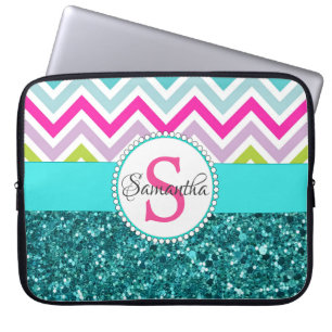 Helle farbenfrohe Chevrons   Aquamariner türkisfar Laptopschutzhülle