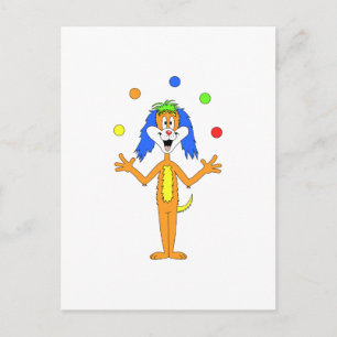 Helle, farbenfrohe Clown-Cartoon Postkarte