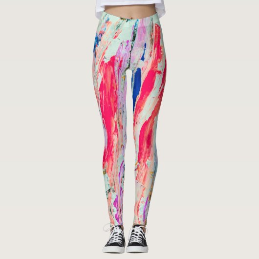 Helle farbenfrohe Farbstreifen Abstrakte Künstleri Leggings (Vorderseite)