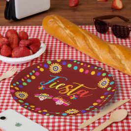 Helle, farbenfrohe Fiesta Spaß Pappteller