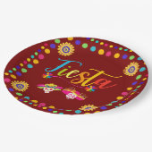 Helle, farbenfrohe Fiesta Spaß Pappteller (Schrägansicht)