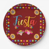 Helle, farbenfrohe Fiesta Spaß Pappteller (Vorderseite)