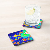 Helle, farbenfrohe Fischmuster Gemälde. Jetzt kauf Getränkeuntersetzer (Rechte Seite)