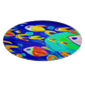 Helle, farbenfrohe Fischmuster Gemälde. Jetzt kauf Schneidebrett (Ecke)