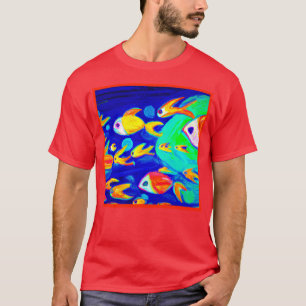 Helle, farbenfrohe Fischmuster Gemälde. Jetzt kauf T-Shirt