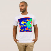 Helle, farbenfrohe Fischmuster Gemälde. Jetzt kauf T-Shirt (Vorne ganz)