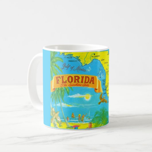 Helle, farbenfrohe Florida Postcard Tasse (Vorderseite Links)