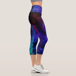 Helle farbenfrohe Galaxie Capri Leggings