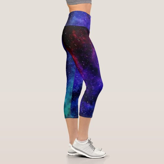 Helle farbenfrohe Galaxie Capri Leggings (Rechts)