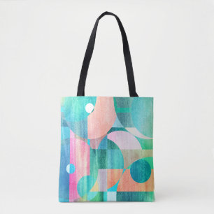 Helle, farbenfrohe geometrische Abstraktion Tasche