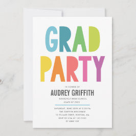 Helle, farbenfrohe Grad-Party Einladung