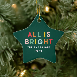 Helle, farbenfrohe Grün Spaß moderne Weihnachtsf Keramik Ornament