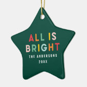 Helle, farbenfrohe Grün Spaß moderne Weihnachtsfam Keramik Ornament (Links)