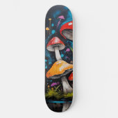 Helle farbenfrohe Hippie Pilze Fungi Skateboard (Vorderseite)