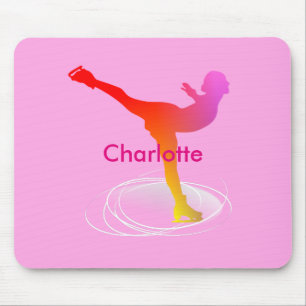 Helle, farbenfrohe Ice Skaten Skater Silhouette Mousepad
