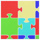 Helle, farbenfrohe Jigsaw Puzzle Themed Print Stoff (Nahaufnahme)