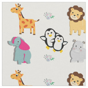 Helle, farbenfrohe Kinder Niedliche Whimsy Zoo Tie Stoff