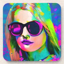 Helle farbenfrohe Lady in Sonnenbrille Art