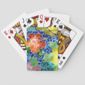 Helle, farbenfrohe Mosaikblumen, rot und gelb Spielkarten (Rückseite)