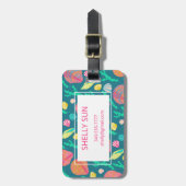 Helle, farbenfrohe Muscheln und Algenmuster Gepäckanhänger (Vorderseite vertikal)