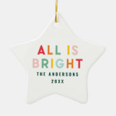 Helle, farbenfrohe navebblaue Weihnachtsfamilie Keramik Ornament (Vorne)