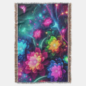 Helle, farbenfrohe Neon-Blume/Schmetterlinge Decke (Vorderseite Vertikal)