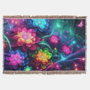 Helle, farbenfrohe Neon-Blume/Schmetterlinge Decke