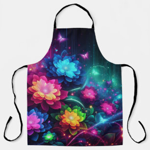 Helle, farbenfrohe Neon-Blume/Schmetterlinge Schürze