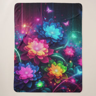 Helle, farbenfrohe Neon-Blume/Schmetterlinge Sherpadecke