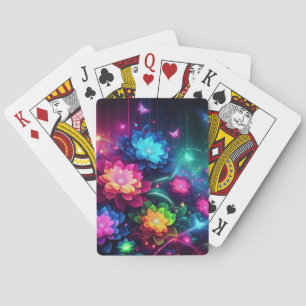 Helle, farbenfrohe Neon-Blume/Schmetterlinge Spielkarten