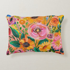 Helle, farbenfrohe Ölmalerei Dekokissen