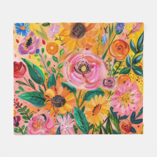 Helle, farbenfrohe Ölmalerei Fleecedecke (Vorderseite (Horizontal))