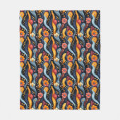 Helle, farbenfrohe Orange-Blume Abstrakt Fleecedecke (Vorderseite)