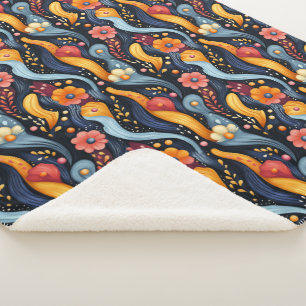 Helle, farbenfrohe Orange-Blume Abstrakt Sherpadecke