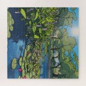 Helle, farbenfrohe Pop-Art-Illustration eines Koi- Puzzle (Horizontal)
