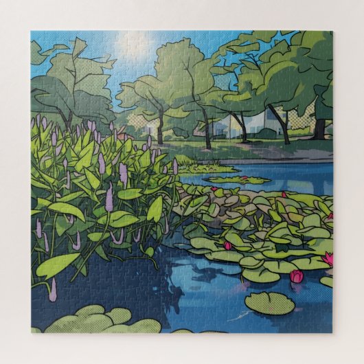 Helle, farbenfrohe Pop-Art-Illustration eines Koi- Puzzle (Vertikal)