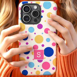 Helle farbenfrohe Punkte-Muster-Monogramm Case-Mate iPhone Hülle